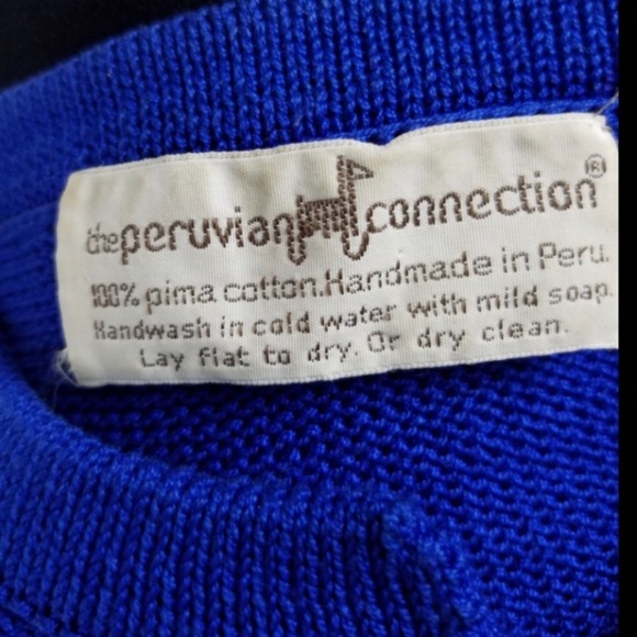 Vintage Peruvian Connection knit Cardigan Sweater 💯 Pima cotton, size Large - Picture 11 of 12